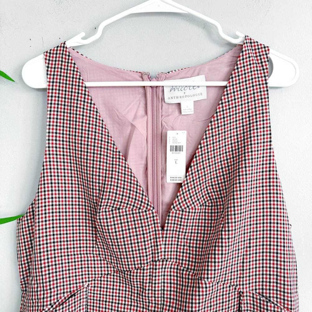 SOLD Anthropologie Mare Mare Houndstooth Tweed Romper NWT in Red & Black Large - Picture 8 of 16